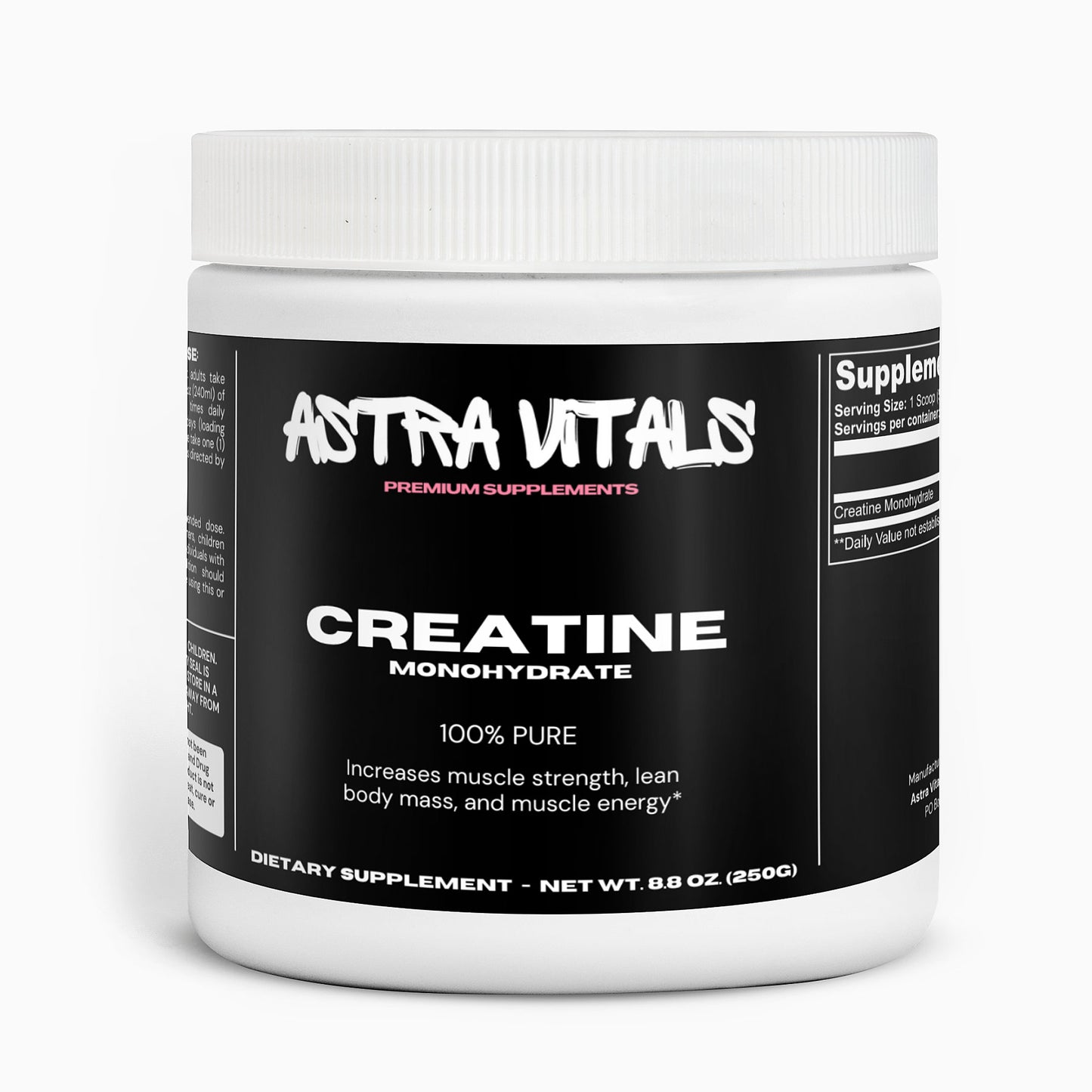 100% ALL NATURAL Pure Creatine Monohydrate- 50 Servings