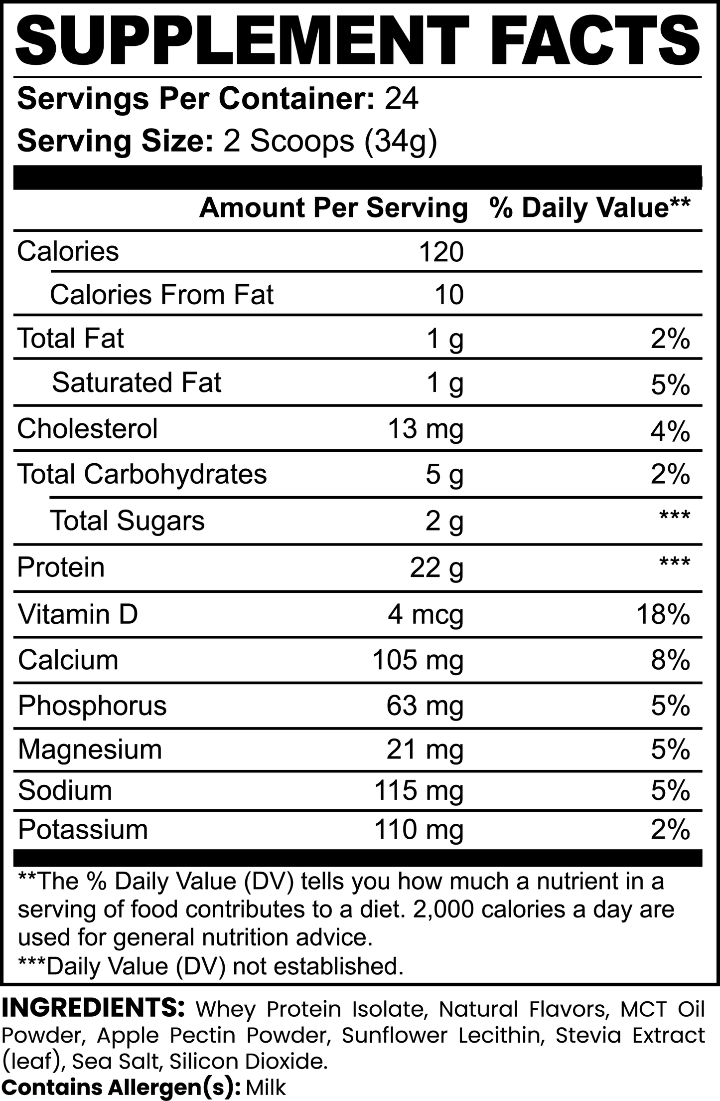 Vanilla Whey Protein Isolate Tub- 24 Servings